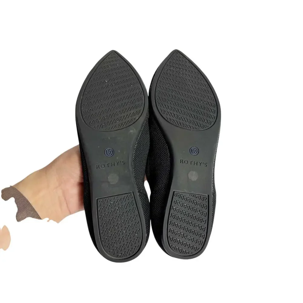 ROTHY'S THE POINT BALLET BLACK FLAT WOMEN SIZE 6 SHOES NO BOX